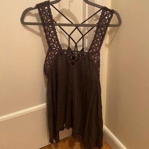 Grey Flowy Free People Tank Top